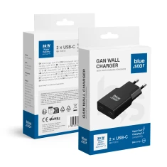Зарядний пристрій Blue Star Slim GaN 2 x USB C QC4.0 PD 3A 30W TFK-SC-30WCC Black (5903396402210)