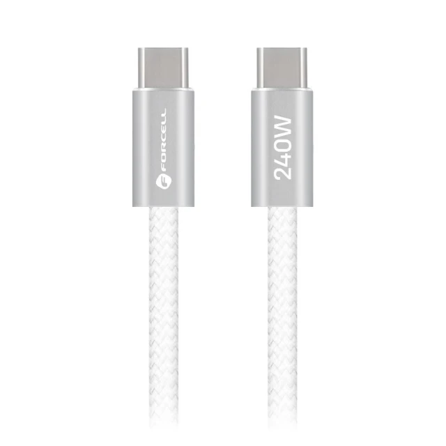 Кабель Forcell F-Energy USB-C to USB-C QC4.0 PD 5A 240W Cafule Flat 1.2m White (5903396446993)