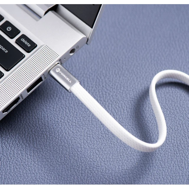 Кабель Forcell F-Energy USB-C to USB-C QC4.0 PD 5A 240W Cafule Flat 1.2m White (5903396446993)