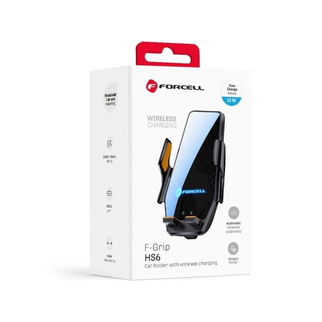 Автотримач Forcell F-Grip HS6 15W Black (5903396449963)