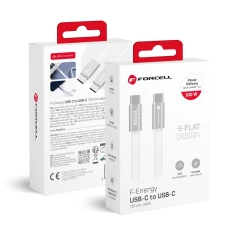 Кабель USB C to USB C Forcell F-Energy QC4.0 PD 5A 100W Cafule Flat 1.2m White (5903396451010)