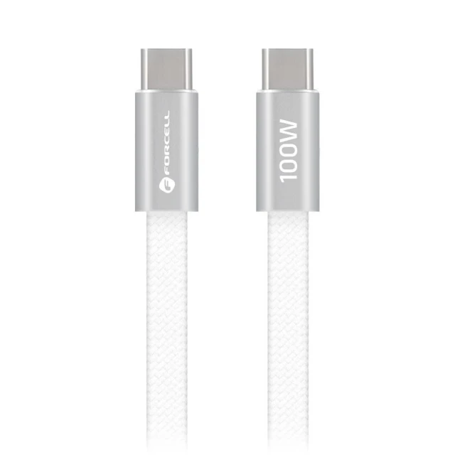 Кабель USB C to USB C Forcell F-Energy QC4.0 PD 5A 100W Cafule Flat 1.2m White (5903396451010)