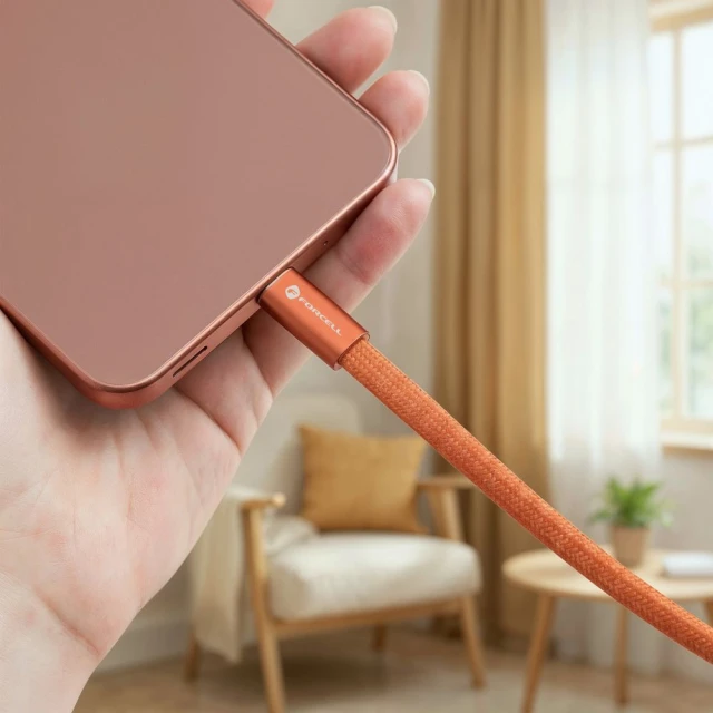 Кабель USB C to USB C Forcell F-Energy QC4.0 PD 5A 100W Cafule Flat 1.2m Orange (5903396451027)