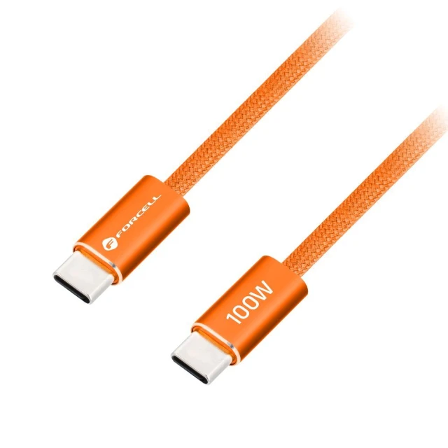 Кабель USB C to USB C Forcell F-Energy QC4.0 PD 5A 100W Cafule Flat 1.2m Orange (5903396451027)