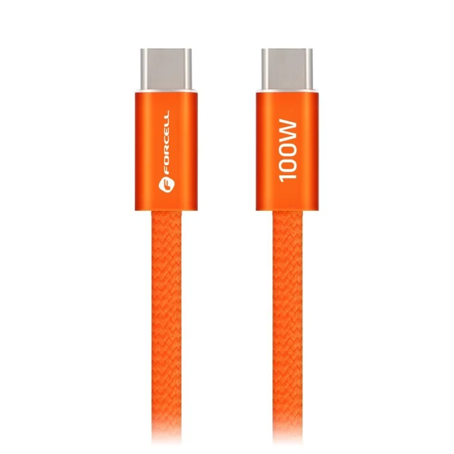 Кабель USB C to USB C Forcell F-Energy QC4.0 PD 5A 100W Cafule Flat 1.2m Orange (5903396451027)