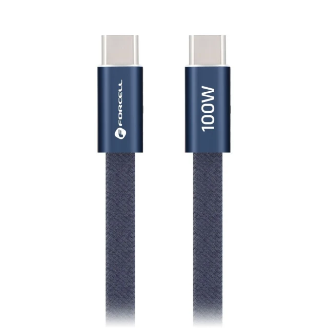 Кабель USB C to USB C Forcell F-Energy QC4.0 PD 5A 100W Cafule Flat 1.2m Navy (5903396451034)