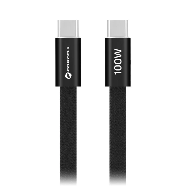 Кабель USB C to USB C Forcell F-Energy QC4.0 PD 5A 100W Cafule Flat 1.2m Black (5903396451041)