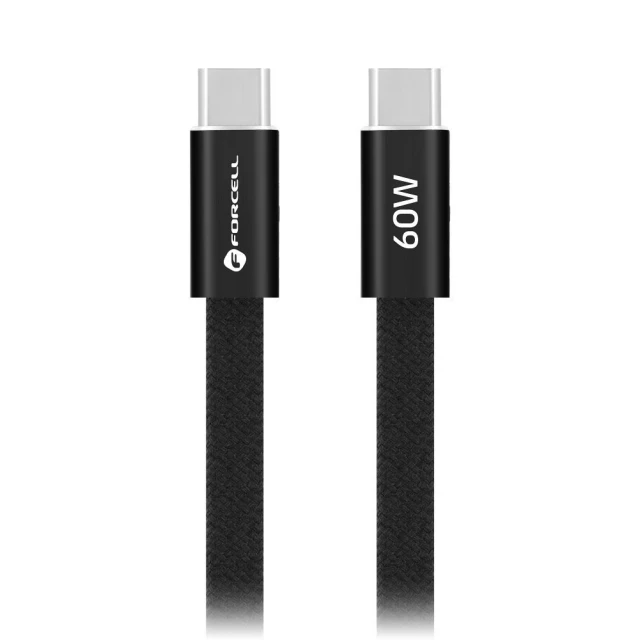 Кабель USB C to USB C Forcell F-Energy QC4.0 PD 3A 60W Cafule Flat 1.2m Black (5903396451058)
