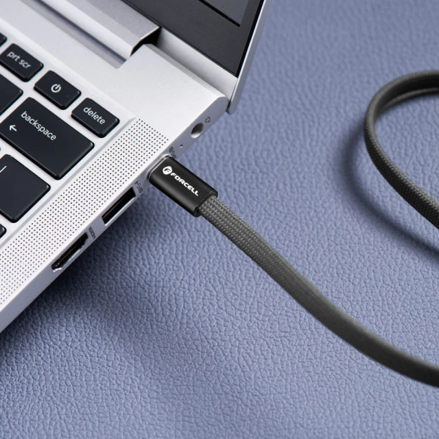 Кабель USB C to USB C Forcell F-Energy QC4.0 PD 3A 60W Cafule Flat 1.2m Black (5903396451058)