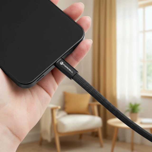 Кабель USB C to USB C Forcell F-Energy QC4.0 PD 3A 60W Cafule Flat 1.2m Black (5903396451058)