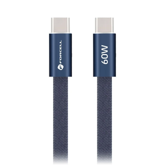 Кабель USB C to USB C Forcell F-Energy QC4.0 PD 3A 60W Cafule Flat 1.2m Navy (5903396451065)