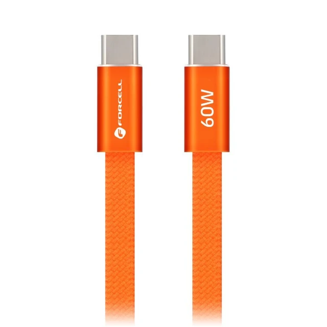 Кабель USB C to USB C Forcell F-Energy QC4.0 PD 3A 60W Cafule Flat 1.2m Orange (5903396451072)