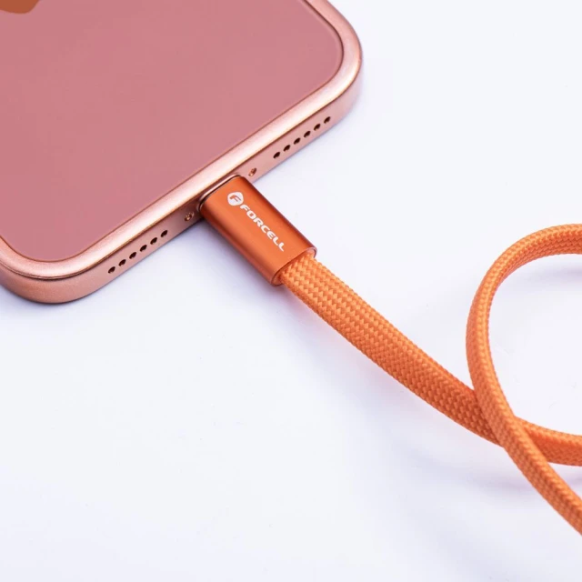 Кабель USB C to USB C Forcell F-Energy QC4.0 PD 3A 60W Cafule Flat 1.2m Orange (5903396451072)