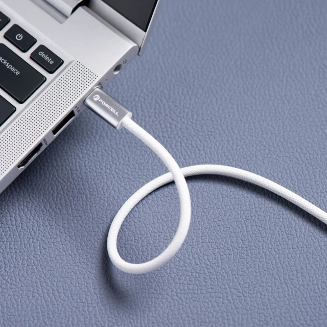 Кабель USB C to USB C Forcell F-Energy QC4.0 PD 3A 60W Cafule Flat 1.2m White (5903396451089)