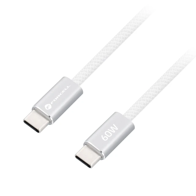 Кабель USB C to USB C Forcell F-Energy QC4.0 PD 3A 60W Cafule Flat 1.2m White (5903396451089)