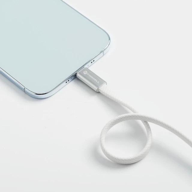Кабель USB C to USB C Forcell F-Energy QC4.0 PD 3A 60W Cafule Flat 1.2m White (5903396451089)