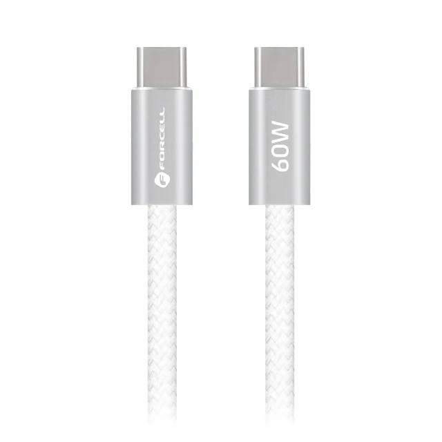 Кабель USB C to USB C Forcell F-Energy QC4.0 PD 3A 60W Cafule Flat 1.2m White (5903396451089)