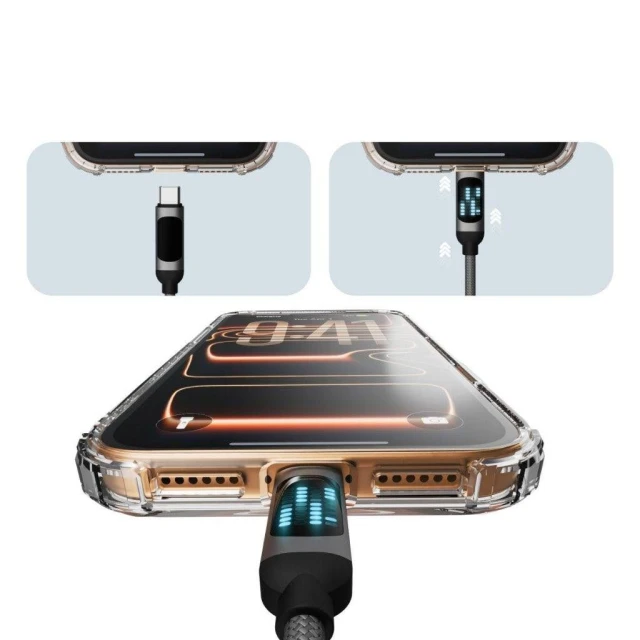 Кабель X-One FlowLink Running LED USB Type-C to Type-C 100W 1,2m Black (5903396467790)