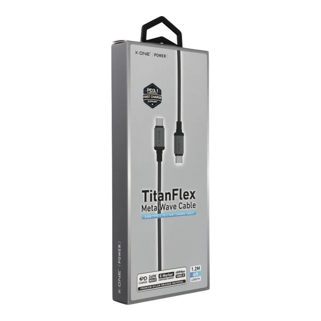 Кабель X-One TitanFlex USB Type-C to Type-C 240W 1,2m Black (5903396469077)