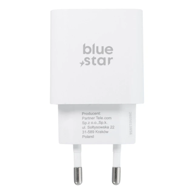 Мережевий зарядний пристрій Blue Star USB-C QC4.0 PD 25 Вт + кабель USB-C White (5903396475641)