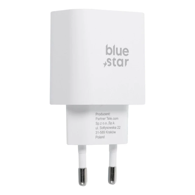 Мережевий зарядний пристрій Blue Star USB-C QC4.0 PD 25 Вт + кабель USB-C White (5903396475641)