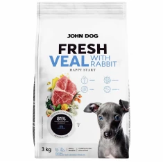 Сухий корм для цуценят JOHN DOG Puppy Fresh з телятиною і кроликом 3 кг (5903769014514)
