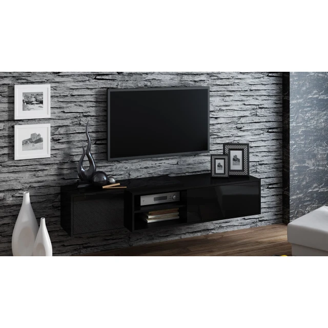 Тумба під ТВ Cama MEBLE SIGMA1 180 Black/Black глянець (5903815002120)