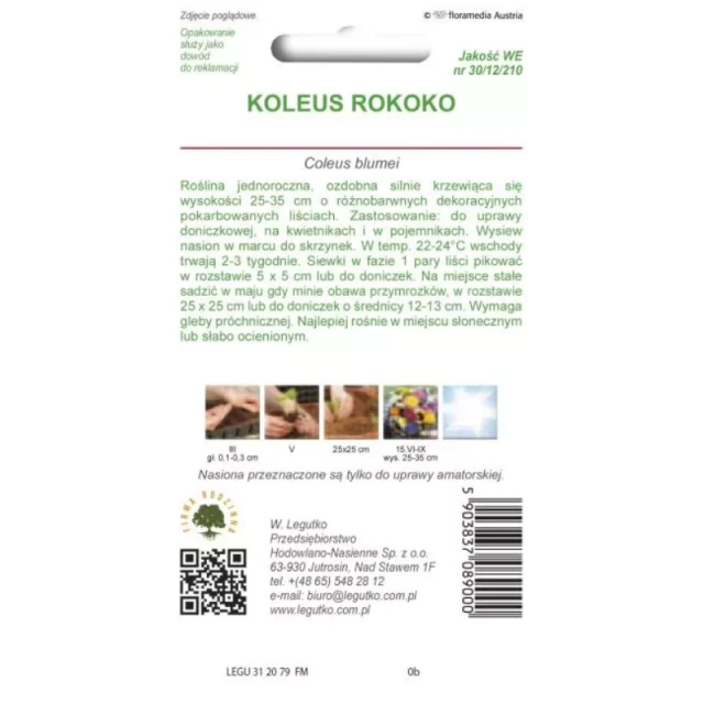 Семена Колеус Рококо смесь цветов W.Legutko (5903837089000)