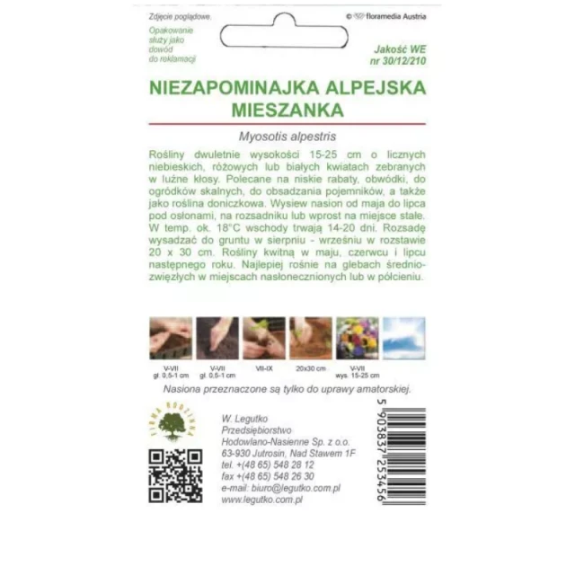 Насіння незабудки альпійської W.Legutko мікс (5903837253456)