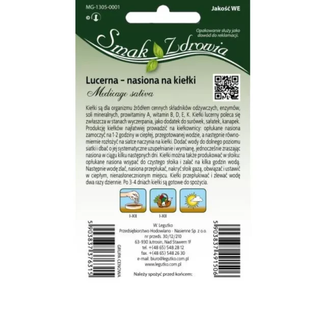 Насіння на паростки люцерни W.Legutko 10 г (5903837491506)
