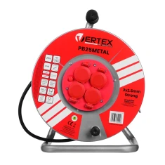 Подовжувач електричний на котушці VERTEX PB25METAL 25 м 3x2,5 мм² Black (5903886642096)