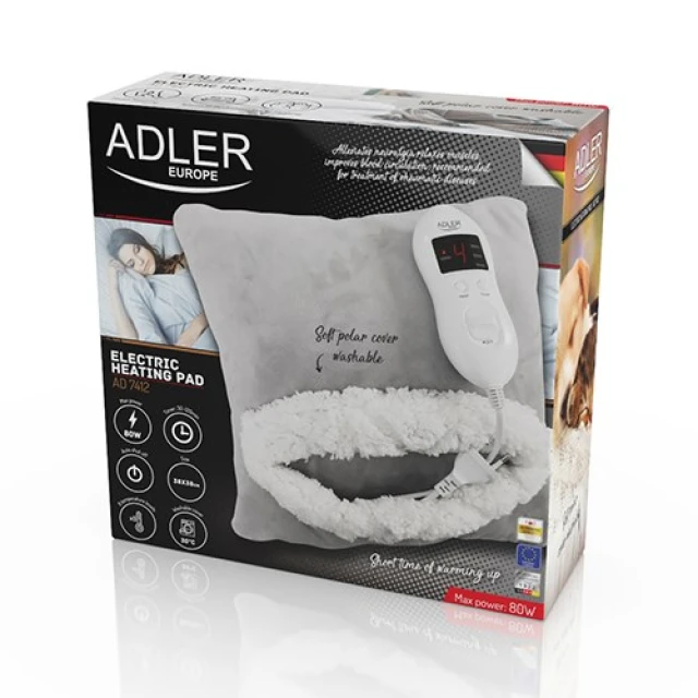 Електрична подушка Adler AD 7412 80 Вт 8 рівнів нагріву Grey (5903887801782)