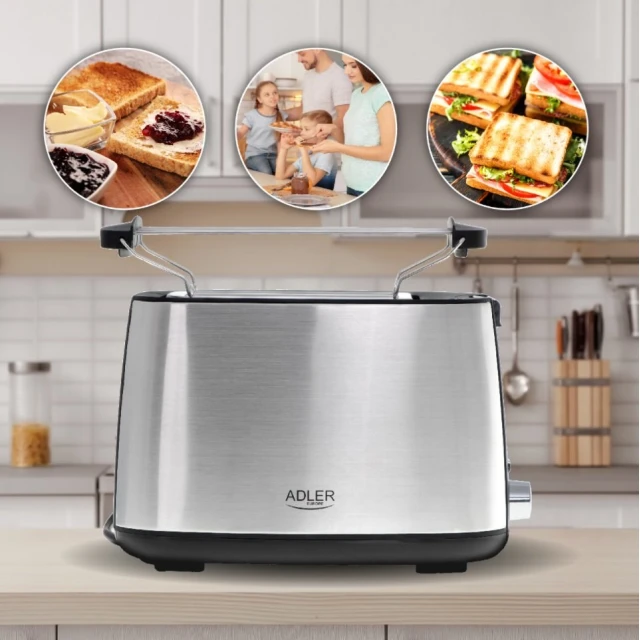 Тостер Adler AD3214 750 Вт Silver (5903887802154)