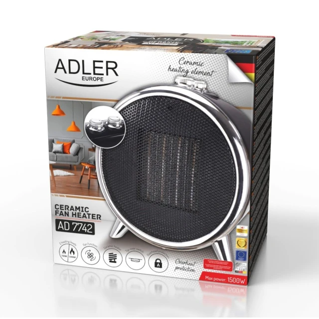 Тепловентилятор Adler AD7742 керамічний 1500 Вт (5903887806831)