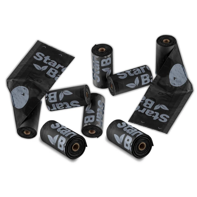 Біопакети для прибирання Starch Bag 8 рулонів x 15 шт Black (5903919618333)