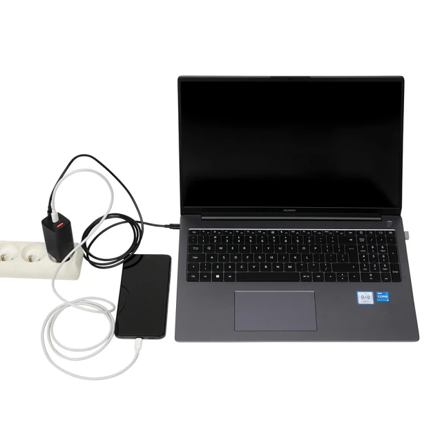 Мережевий зарядний пристрій iBOX C-65 ILUC65B GaN PD 65 Вт з кабелем Black (5903968680619)