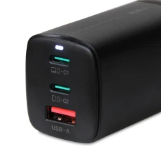 Мережевий зарядний пристрій iBOX C-65 ILUC65B GaN PD 65 Вт з кабелем Black (5903968680619)