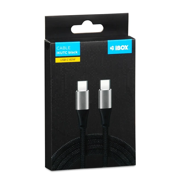 Кабель iBOX USB Type-C 60 Вт 2 м PD/QC Black (5903968680640)