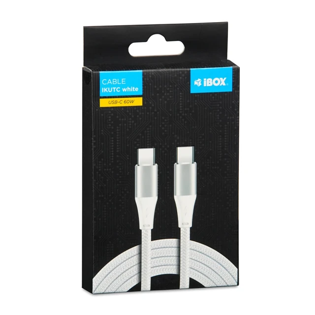 Кабель iBOX USB Type-C 60 Вт 2 м PD/QC White (5903968680657)