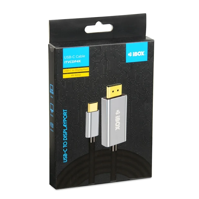 Кабель iBOX ITVCDP4K USB Type-C — DisplayPort 4K 1,8 м (5903968680893)