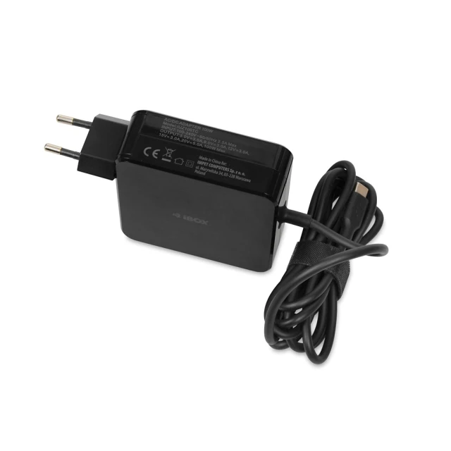 Універсальний блок живлення для ноутбука iBOX IUZ100TC USB Type-C Power Delivery 100 Вт (5903968681111)