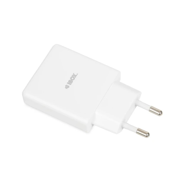 Мережевий зарядний пристрій iBOX C-43 GaN PD 30 Вт Slim USB-A + USB-C White (5903968681258)