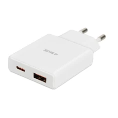 Мережевий зарядний пристрій iBOX C-43 GaN PD 30 Вт Slim USB-A + USB-C White (5903968681258)