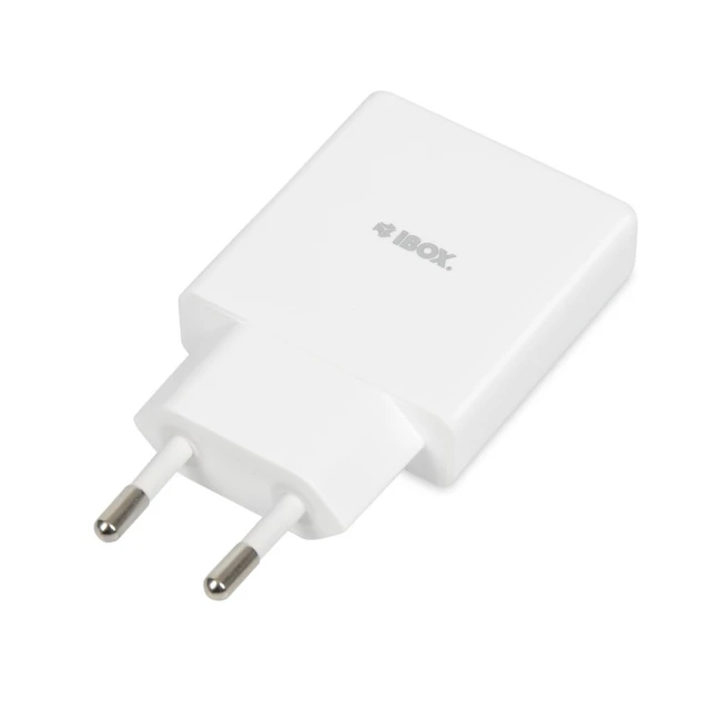Мережевий зарядний пристрій iBOX C-43 GaN PD 30 Вт Slim USB-A + USB-C White (5903968681258)