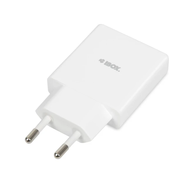 Мережевий зарядний пристрій iBOX C-43 GaN PD 30 Вт Slim USB-A + USB-C White (5903968681258)