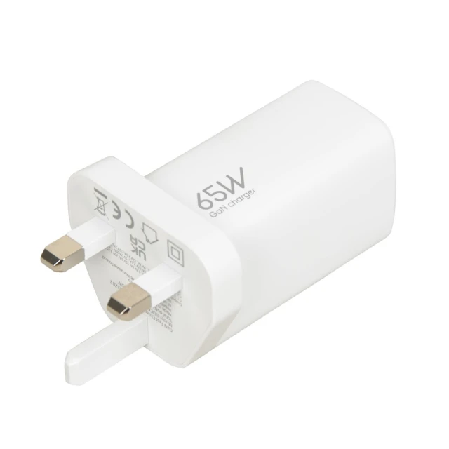 Мережевий зарядний пристрій iBOX C-65 ILUC65WUK GaN PD 65 Вт з кабелем White (5903968681357)