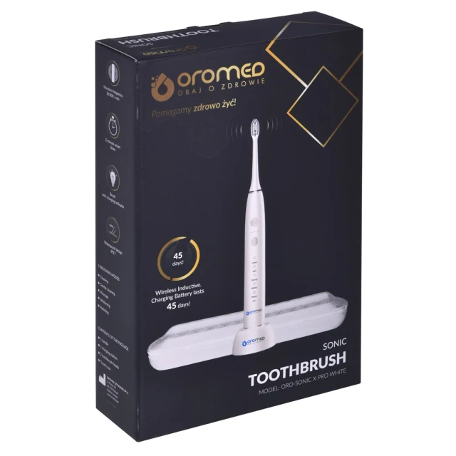 Електрична зубна щітка Oromed ORO-SONIC X PRO White (5904305746548)
