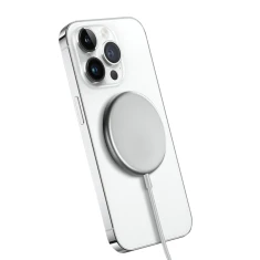 Бездротова зарядка Crong MagSpot Wireless Charger MagSafe 15W Silver (CRG-MS15W-SLV)