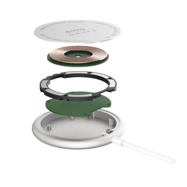 Бездротова зарядка Crong MagSpot Wireless Charger MagSafe 15W Silver (CRG-MS15W-SLV)
