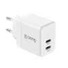 Мережевий зарядний пристрій Crong Ultra Compact GaN 2x USB-C 35W PD 3.0 White (CRG-GNCC35-WHI)